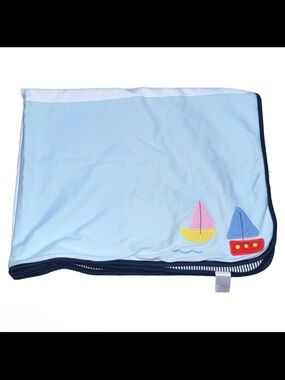 Gymboree SAILBOAT COTE DE AZURE Cotton Reversible Striped Baby BLANKET 2007